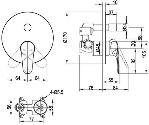 Смеситель для душа Villeroy&Boch O.Novo Start TVS10535311061 Хром
