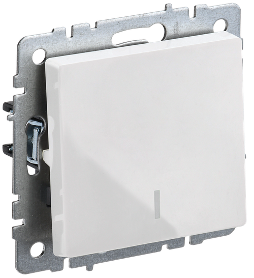 BRITE Выключатель 1-клавишный с индикацией 10А безвинтовое крепление ВС11-1-1-БрБ белый IEK