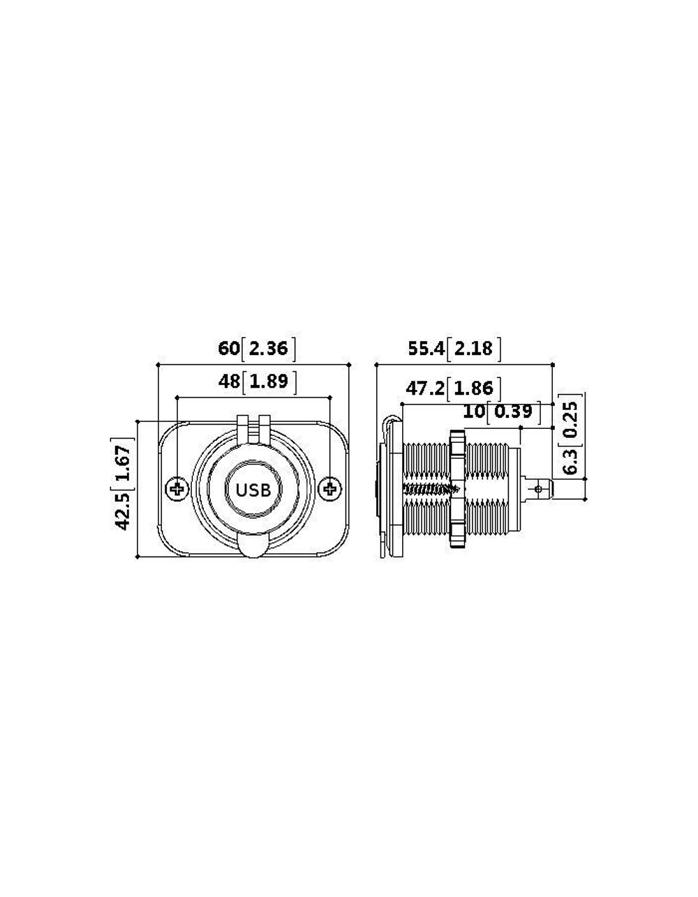 Розетка USB 3,1А c монтажной панелью