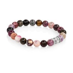 Браслет Денежный импульс из натурального турмалина с руной Феху из мельхиора