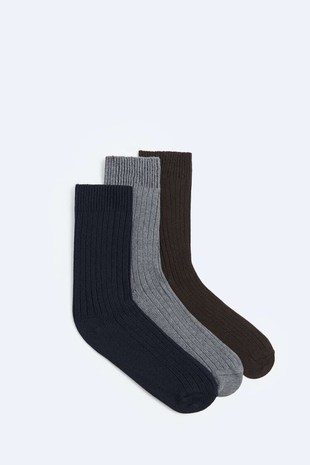 ZARA НАБОР ИЗ ТРЕХ ПАР НОСКОВ В РУБЧИК, РАЗНОЦВЕТНЫЙ