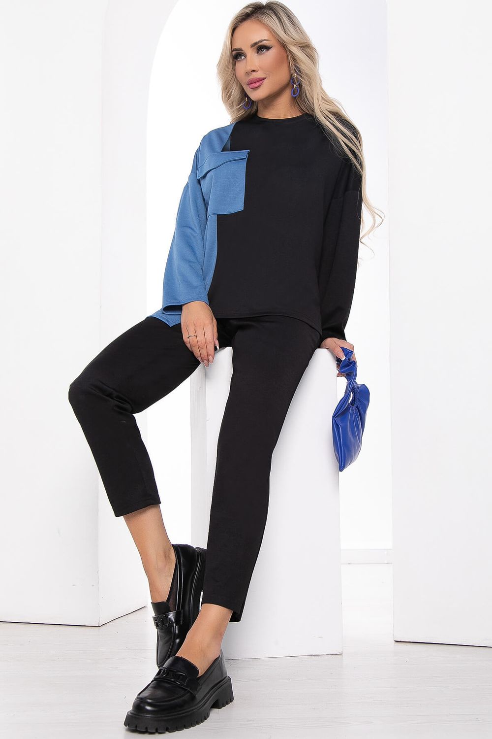 Костюм Дизайр (черно-синий) К10867 LT Collection