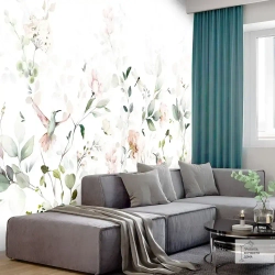 Флизелиновые фотообои 3D на стену 400х270 Листья и птицы