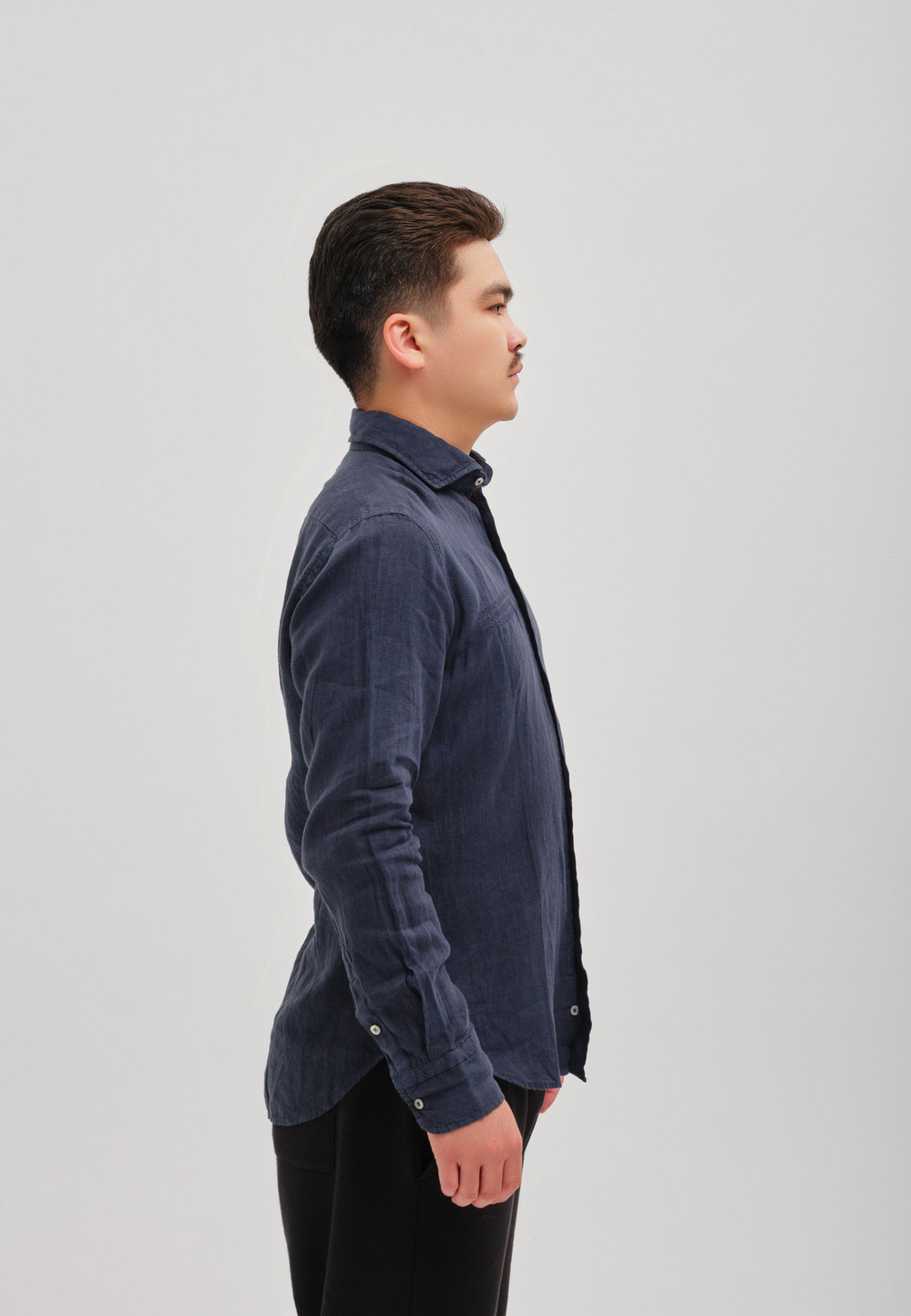 Рубашка мужская лен SHANYRAQ DARK BLUE