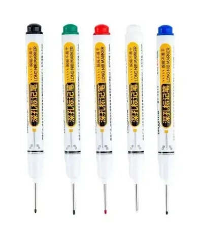 Маркер строительный тонкий разметочный с длинным наконечником, набор 5 шт.