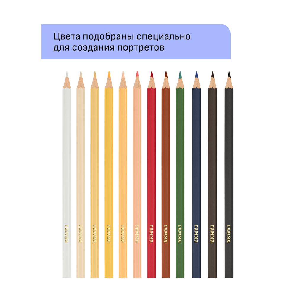 Карандаши цветные 12цв. Гамма Хобби. Портрет