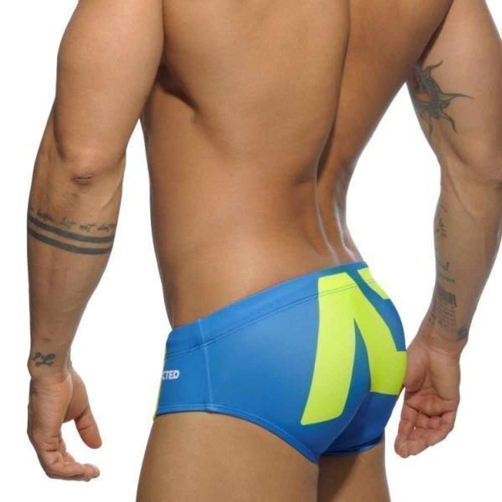 Мужские плавки брифы синие с принтом Addicted