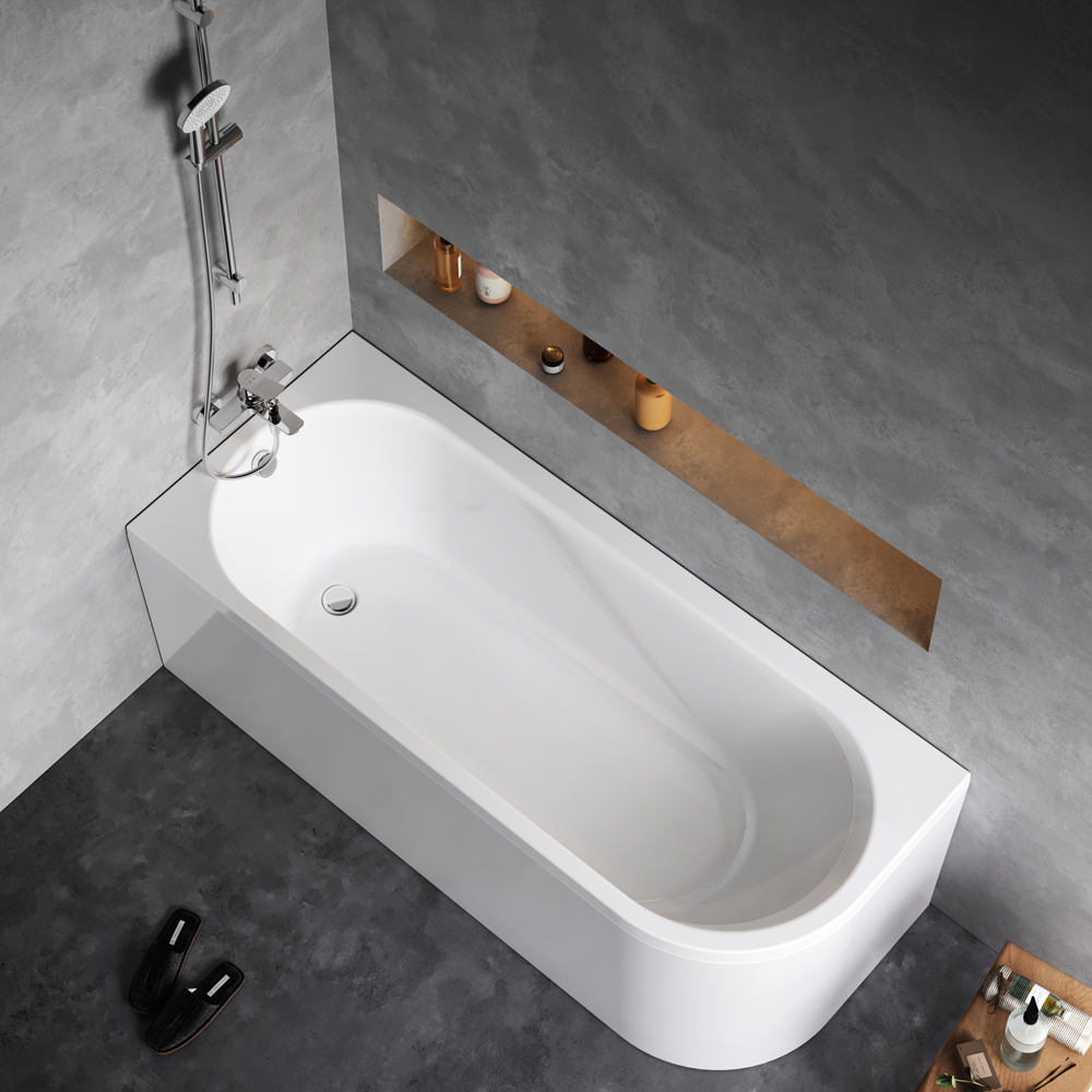 Ванна акриловая угловая левосторонняя, 170x70 см, с панелью и каркасом AM.PM X-Joy W94A-170L70W-ARP