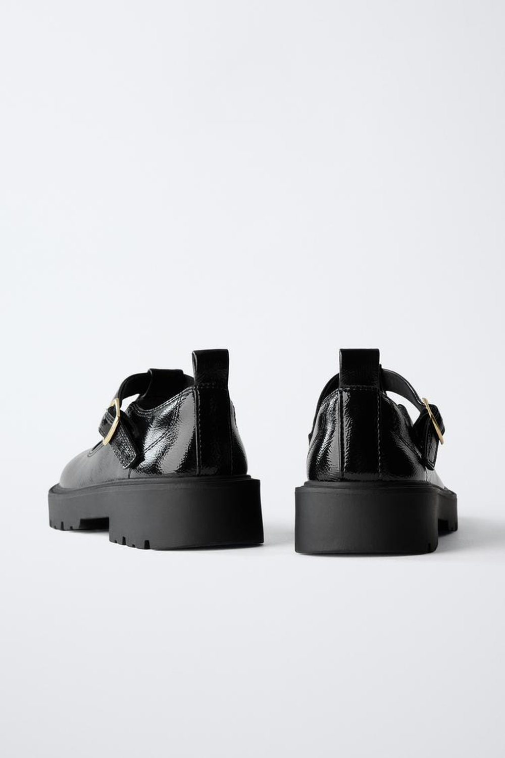 ZARA ЛАКИРОВАННЫЕ ТУФЛИ, ЧЕРНЫЙ