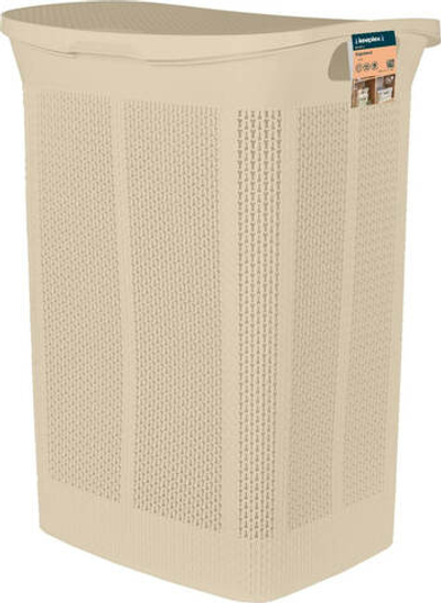 Корзина для белья 50 л KEEPLEX Ajur с крышкой 430*340*590 мм, БЕЖЕВЫЙ