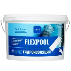 Гидроизоляция обмазочная на основе искусственного каучука для душевых и ванных комнат KIITOS FLEXPOOL, 7кг