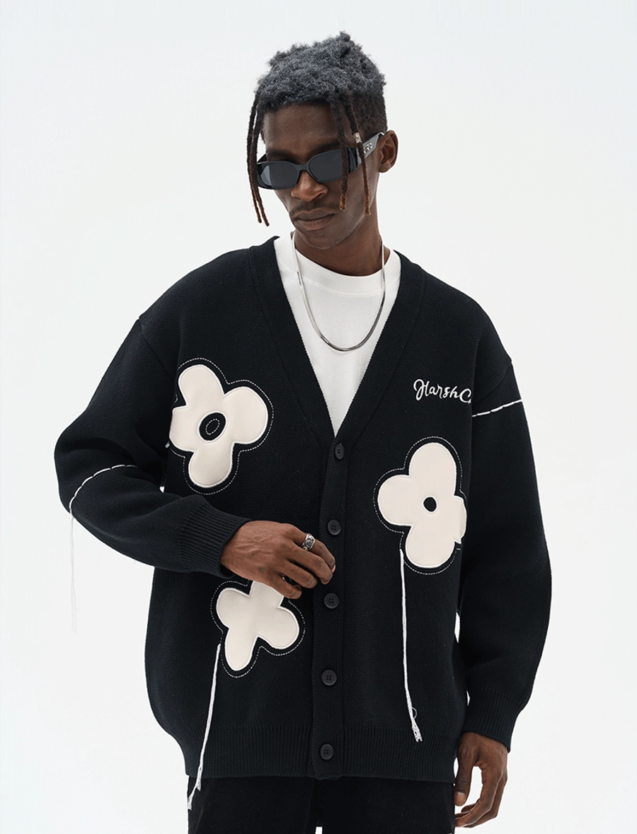 Кардиган HARSHandCRUEL "Minimalistic Flowers" Oversized Cardigan