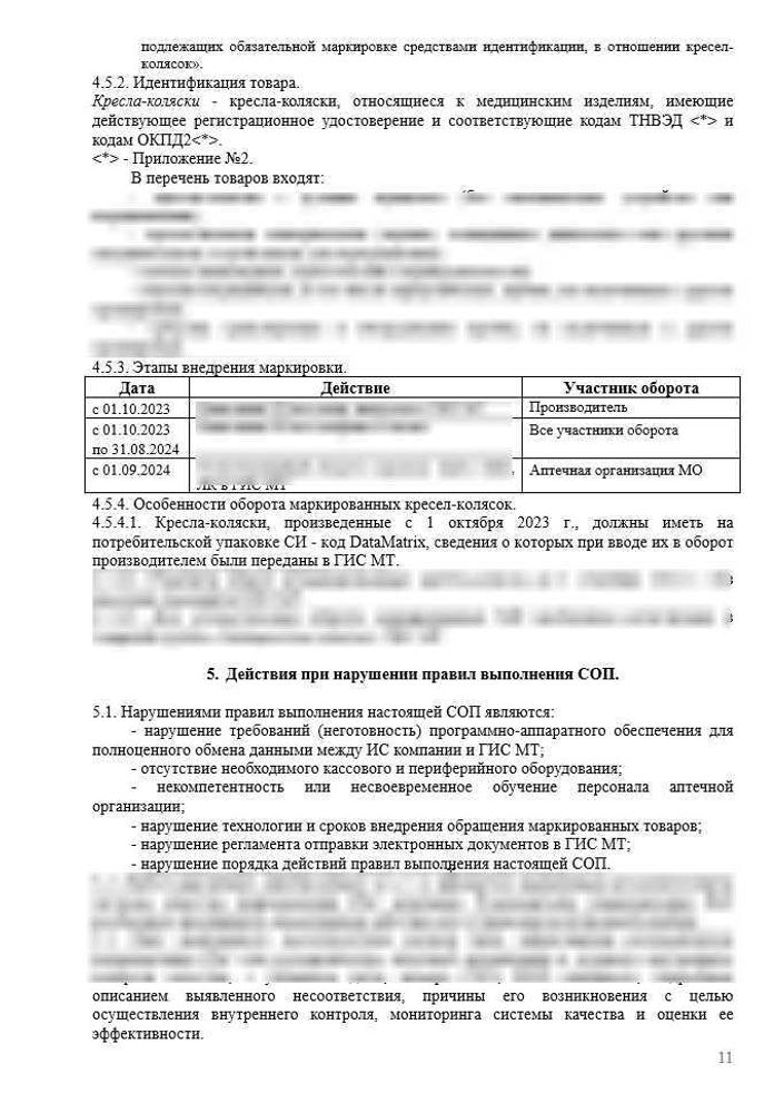 СОП «Порядок организации работ по обороту маркированных товаров в больничной аптеке»