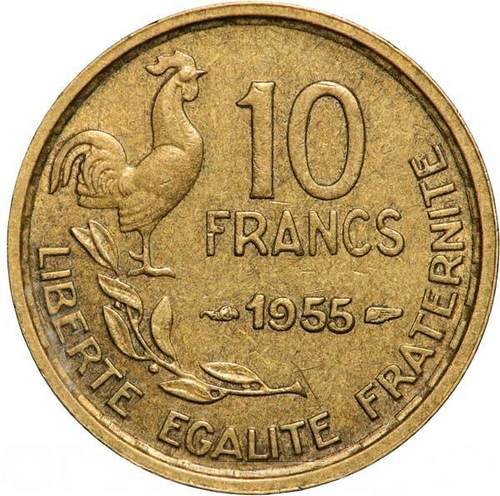 France, 10 Francs 1955 - Guiraud, AU