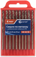Сверло по металлу Cutop Profi с кобальтом 5%, 4,2 x 75 мм (10 шт) 48-42-10