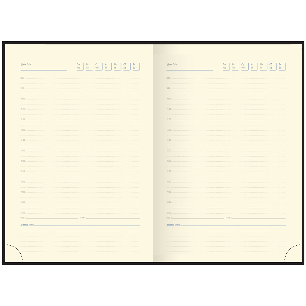 Ежедневник недатированный, А5, 136л., кожзам, Berlingo "DoubleBlack", черный срез, черный, с рисунком