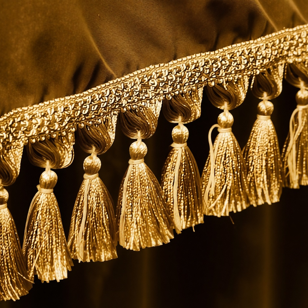 Покрывало на бильярдный стол Монако, 7 футов, шёлк-хамелеон с античными кистями, темное золото