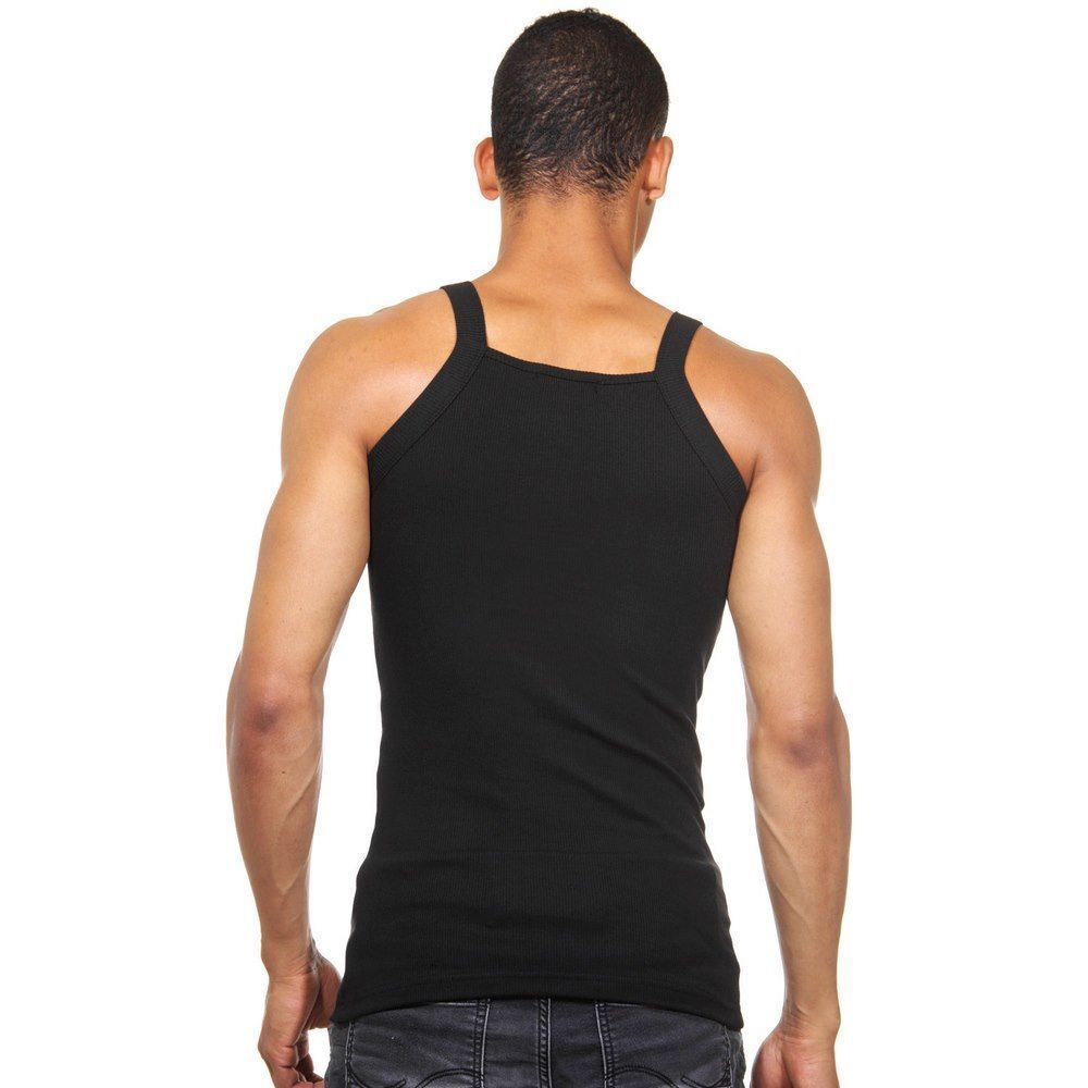 Черная мужская майка с квадратным вырезом горловины (Размер: M) (Цвет: черный)