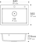 Кухонная мойка, 840x560x240 мм, 1 чаша