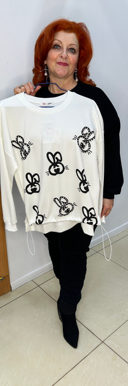 Черный лонг слив со стразовым принтом