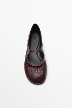 Massimo Dutti Балетки из мягкой кожи, бургунди