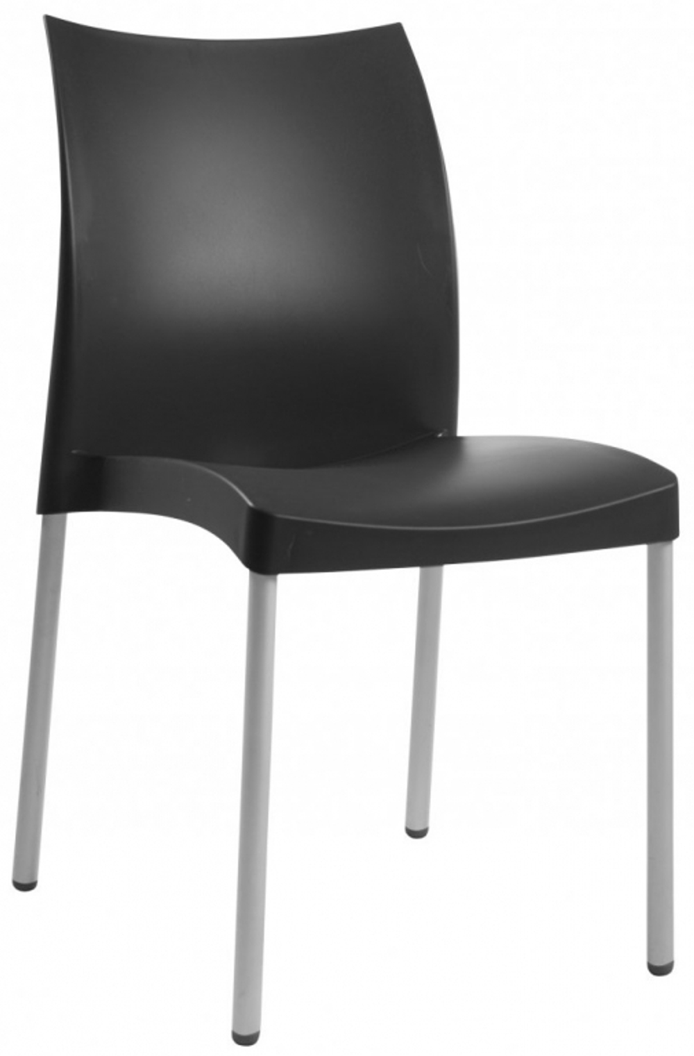 Стул пластиковый Papatya Marvel-S, сатинированный алюминий, черный