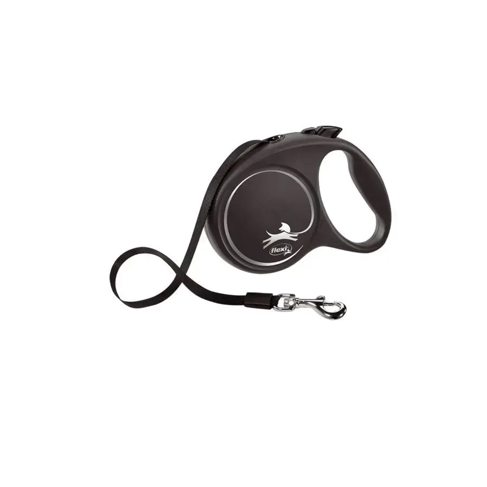 Flexi black design tape l поводок-рулетка для собак, черная 5 м, до 50 кг