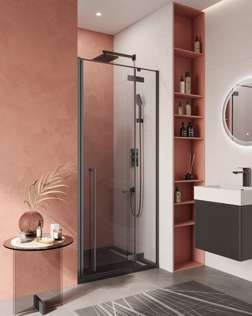 Душевая дверь Cezares LINER-B-12-90-C-NERO-R, 90х195, правосторонняя, профиль черный матовый, стекло прозрачное