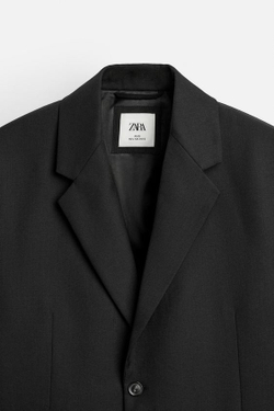 ZARA БЛЕЙЗЕР RELAXED FIT, ЧЕРНЫЙ