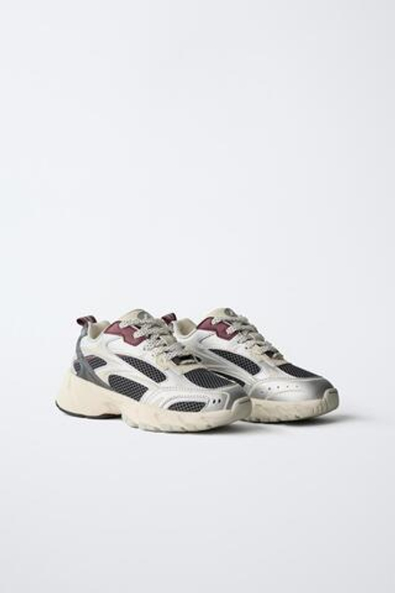 ZARA СПОРТИВНЫЕ КРОССОВКИ С СЕТЧАТЫМИ ДЕТАЛЯМИ, РАЗНОЦВЕТНЫЙ