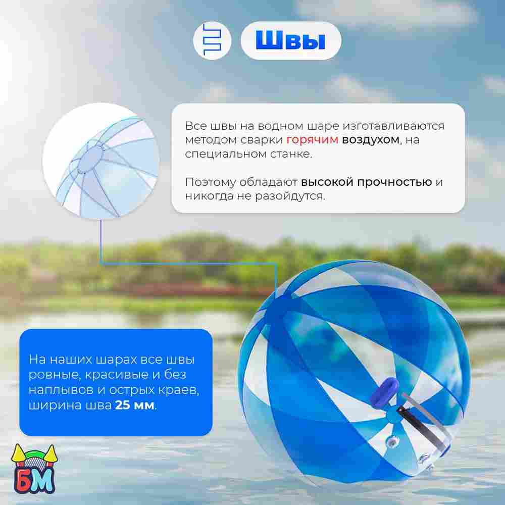 Аттракцион Водный шар ПВХ «Прозрачно-голубой» 2×2×2 м