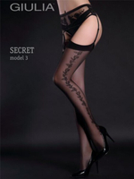 Чёрные чулки под пояс с цветочным узором SECRET NERO , 20 den , 3/4 ML (Цвет: черный)