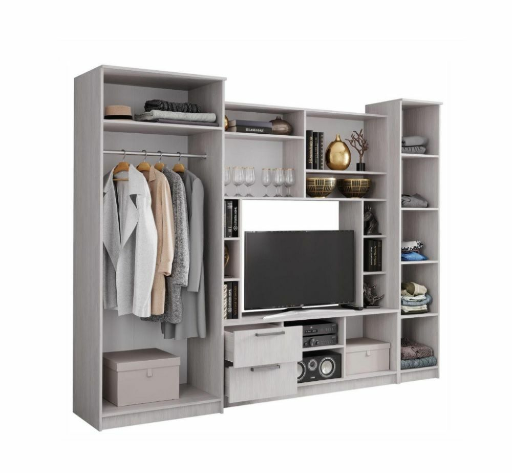 Стенка в гостиную Флора, ясень белый