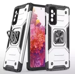 Противоударный чехол Strong Armour Case с кольцом для Samsung Galaxy M52 5G (Серебро)