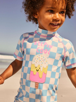 Купальник слитный на молнии для девочки Next AJ6-914, Голубой, Молочный