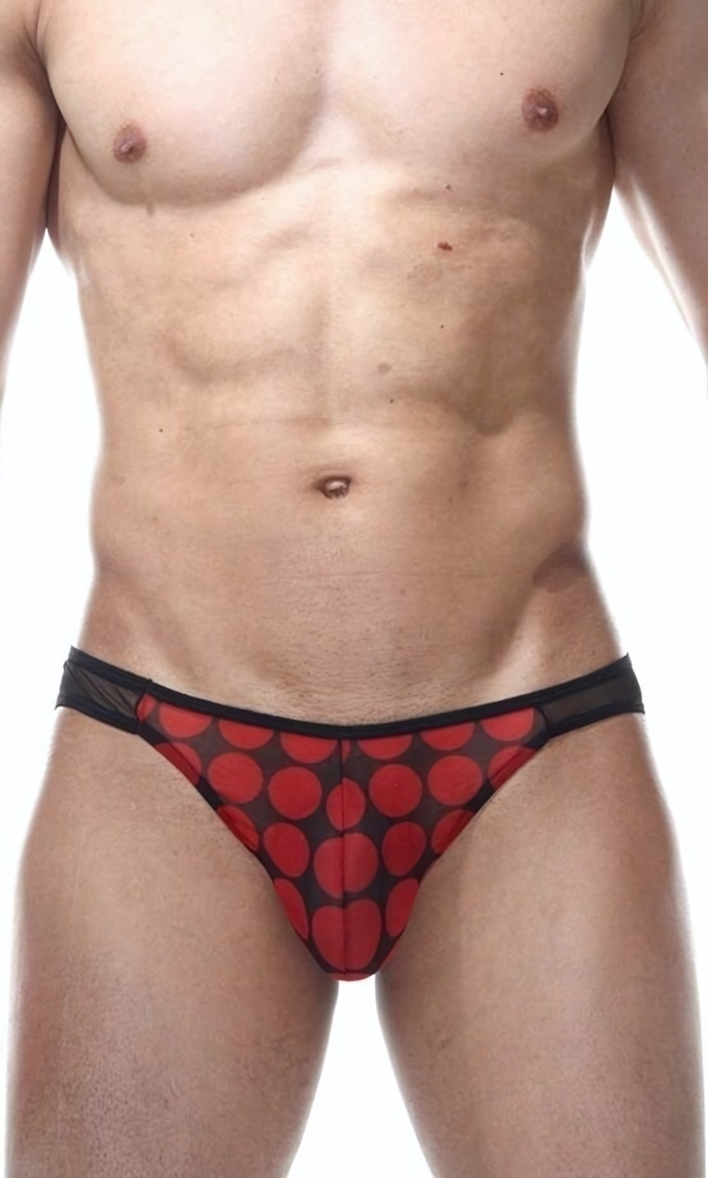 Трусы-слипы в крупный красный горох (Размер: L-XL) (Цвет: черный с красным)