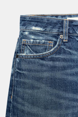 ZARA ДЖИНСОВЫЕ ШОРТЫ TRF СО СРЕДНЕЙ ПОСАДКОЙ, МОРСКОЙ СИНИЙ