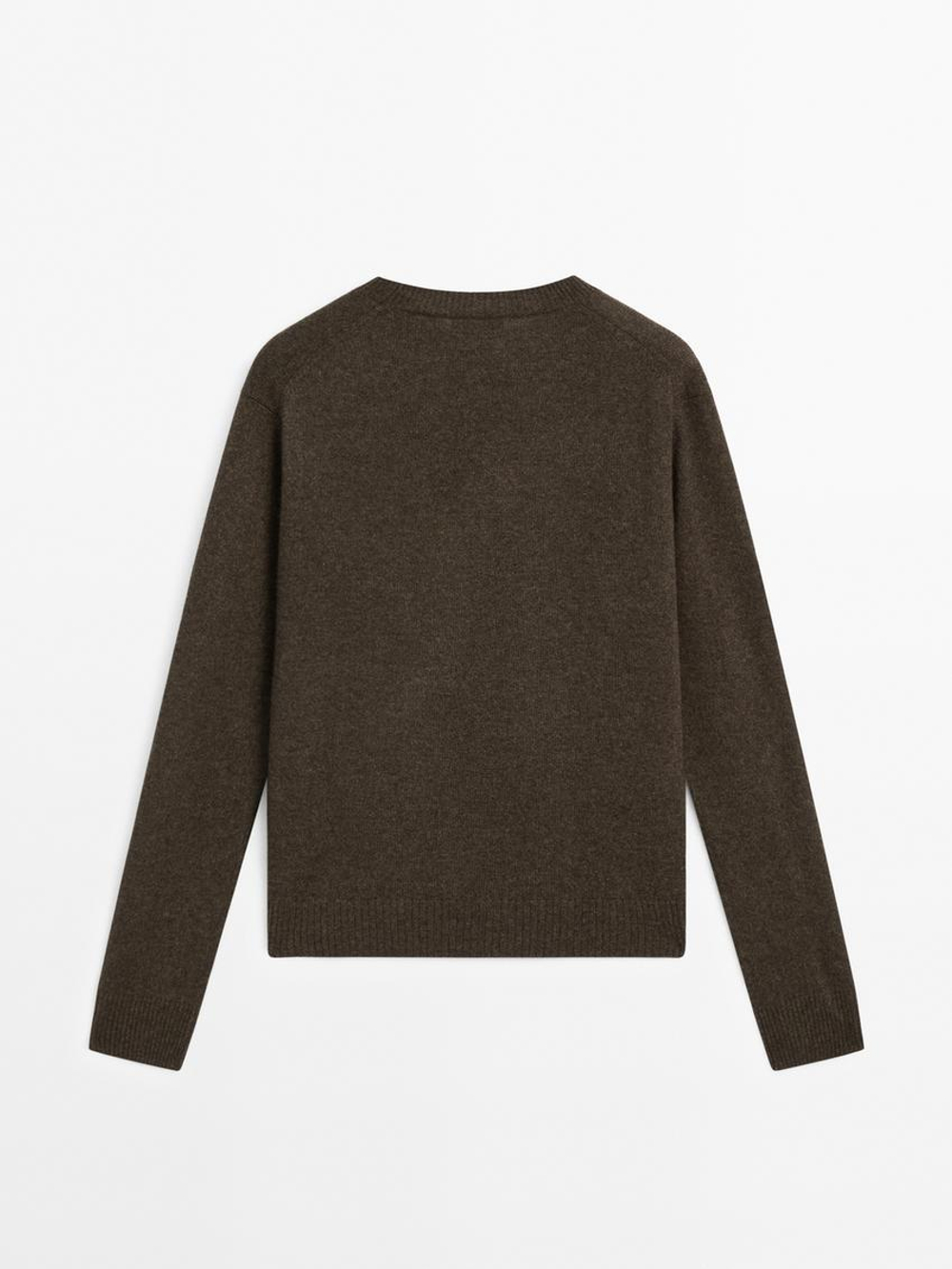 Massimo Dutti Свитер из 100% кашемира, темный хаки