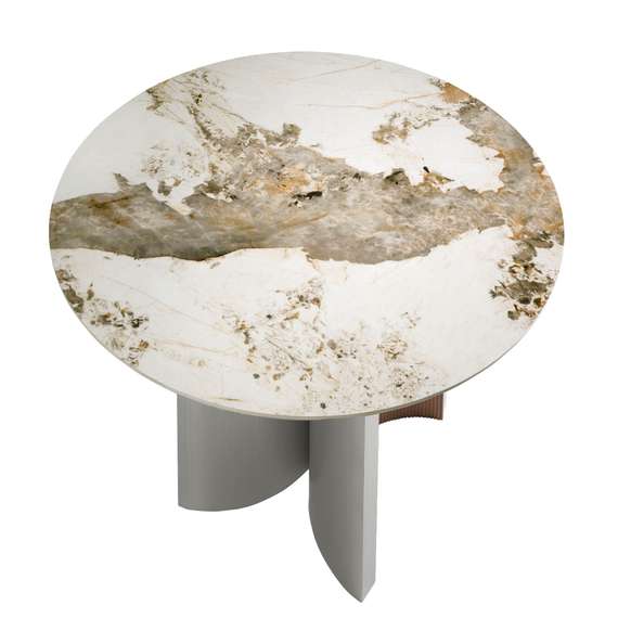 Обеденный стол 1148/RT23067 из серебристого дерева, ореха и керамики с мраморной отделкой