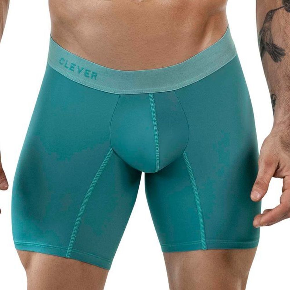 Мужские трусы боксеры зеленые удлиненные Clever Moda AUDAZ LONG BOXER 186810