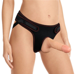 Телесная насадка с черными трусиками Easy Strapon Set 7.0 - 18 см. (Цвет: телесный с черным)