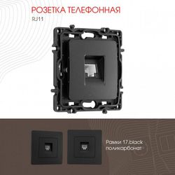 Розетка телефонная RJ-11 без рамки Arte Milano am-217 217.51-1.black
