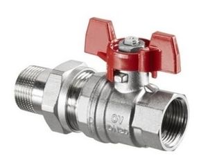 Краны шаровые Oventrop Optibal 10758 с американкой и ручкой-«бабочкой»