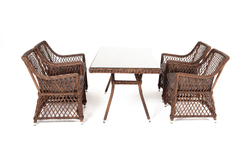 "Латте–140 L" обеденная группа плетеная, цвет коричневый