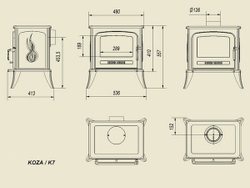 Чугунная печь-камин Kratki Koza/K7