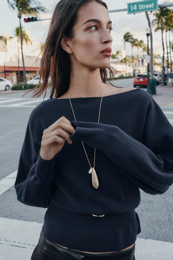 ZARA ВЯЗАНЫЙ СВИТЕР С ПОЯСОМ, МОРСКОЙ СИНИЙ