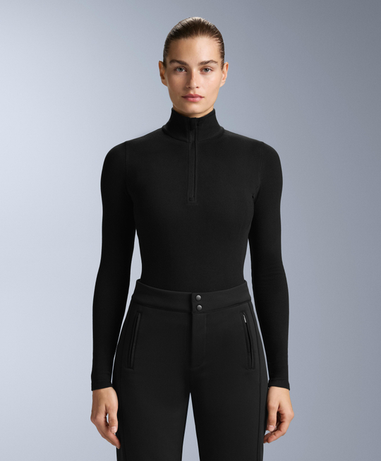 Oysho Термофутболка с застёжкой-молнией на половину длины, черный