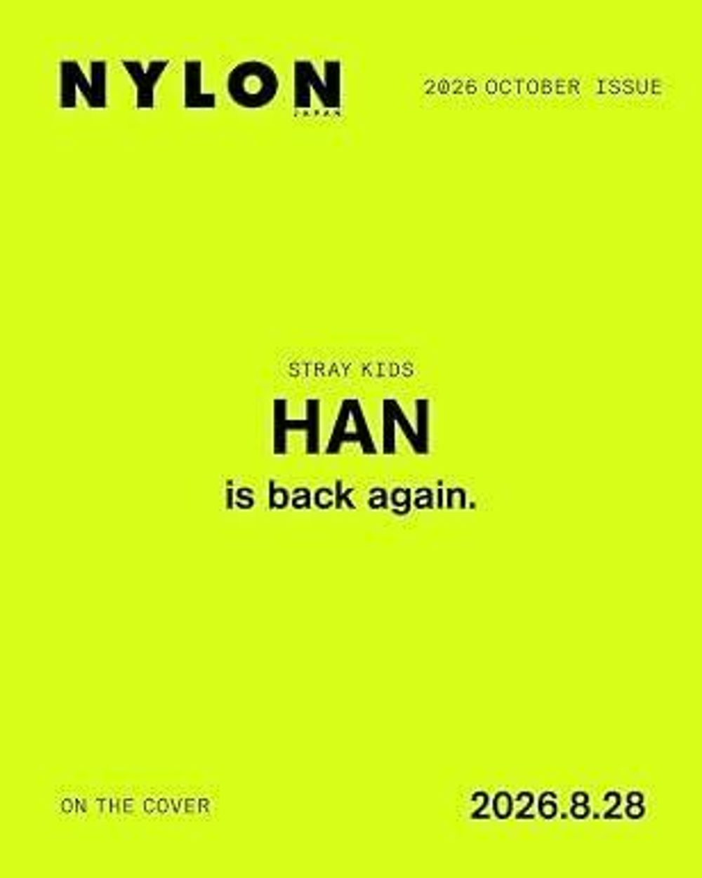 (ПРЕДЗАКАЗ) публикация NYLON (JAPAN) - 2026.10 STRAY KIDS HAN