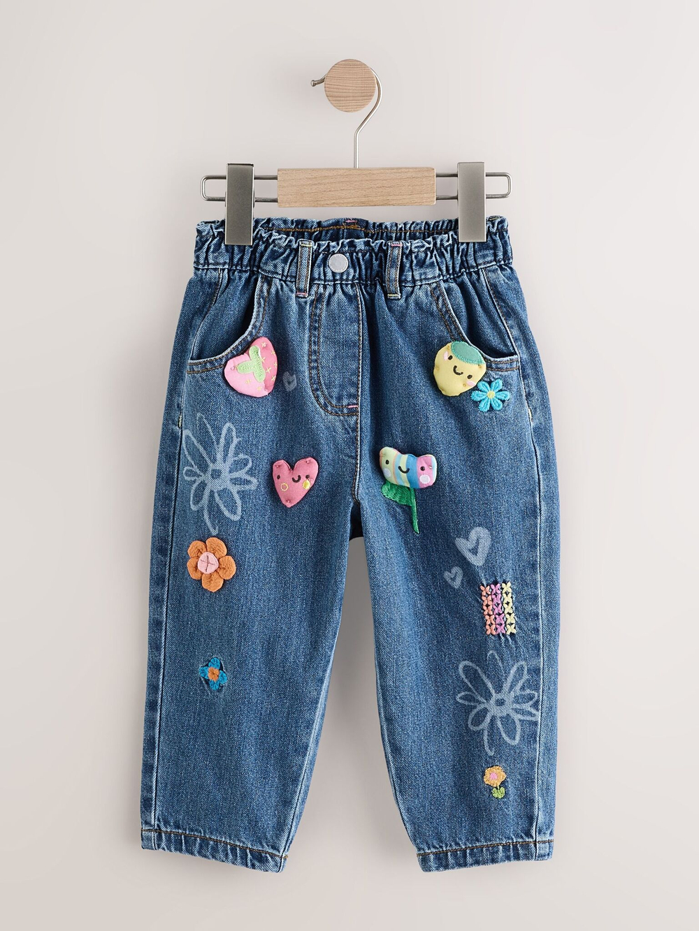Джинсы с вышивкой для девочки Next E12-750, Синий