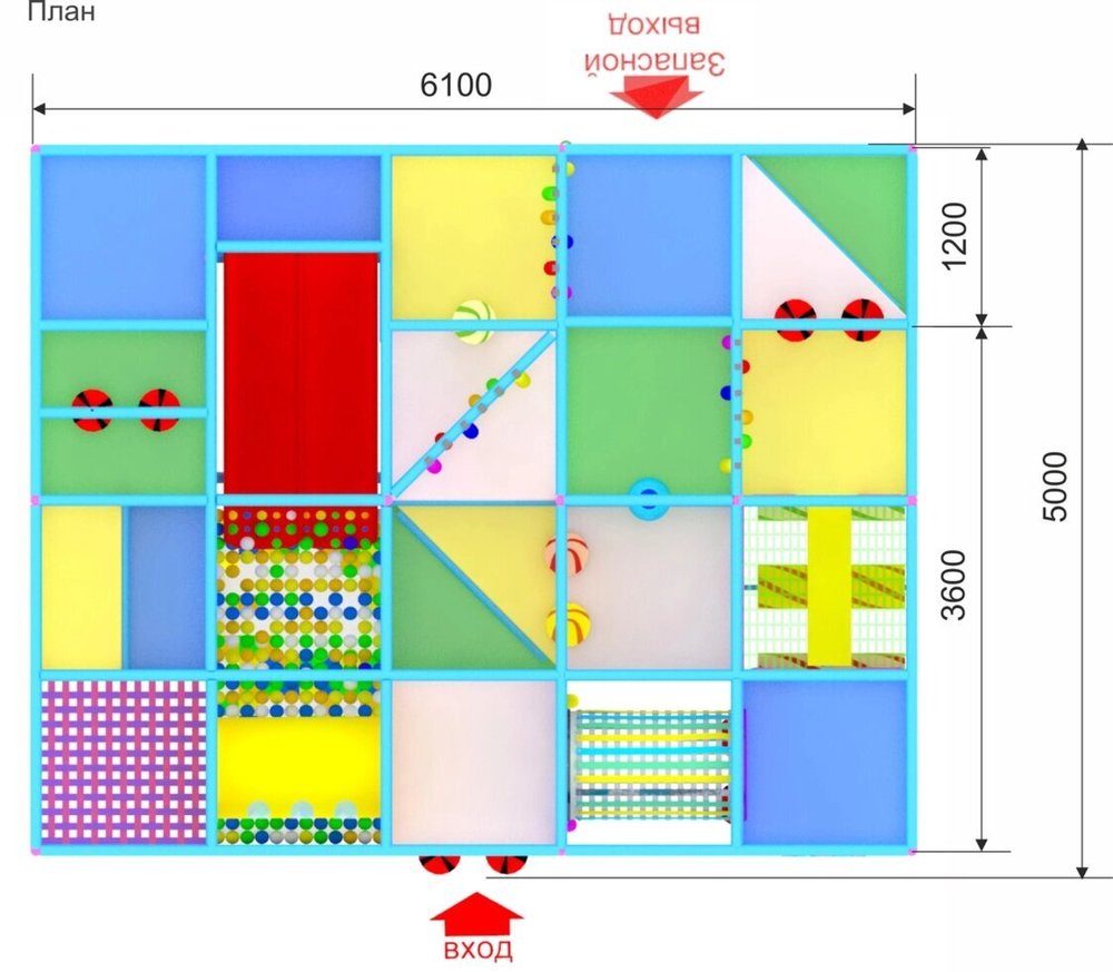 Детский игровой лабиринт «НЛОшка» 30,1 м² (6,1*5*2,5 м)